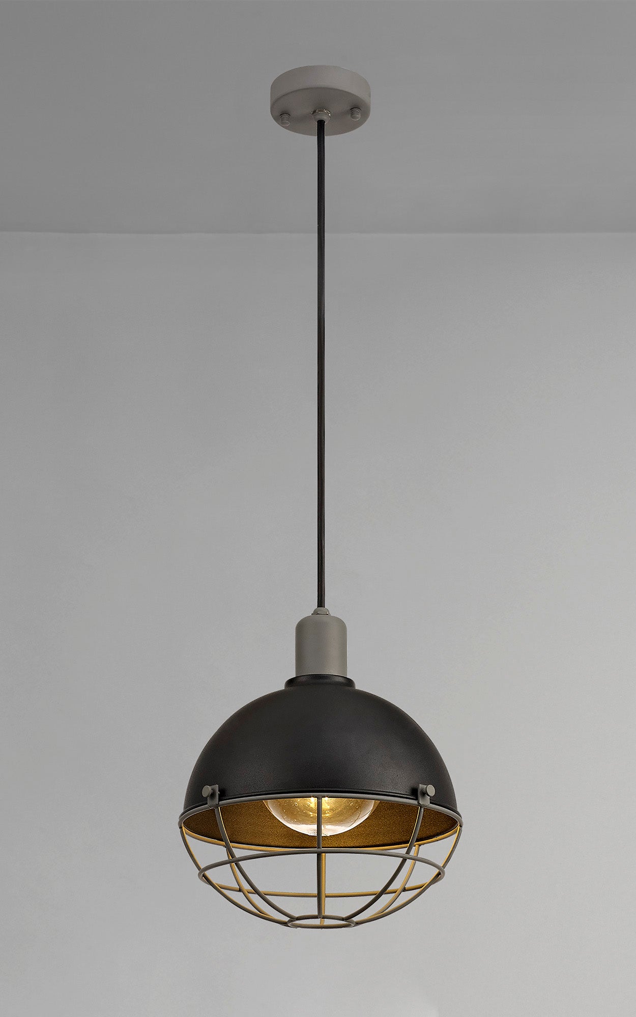 Bankhall Pendant, 1 Light E27, IP65, Matt Black and Grey, 2yrs Warranty