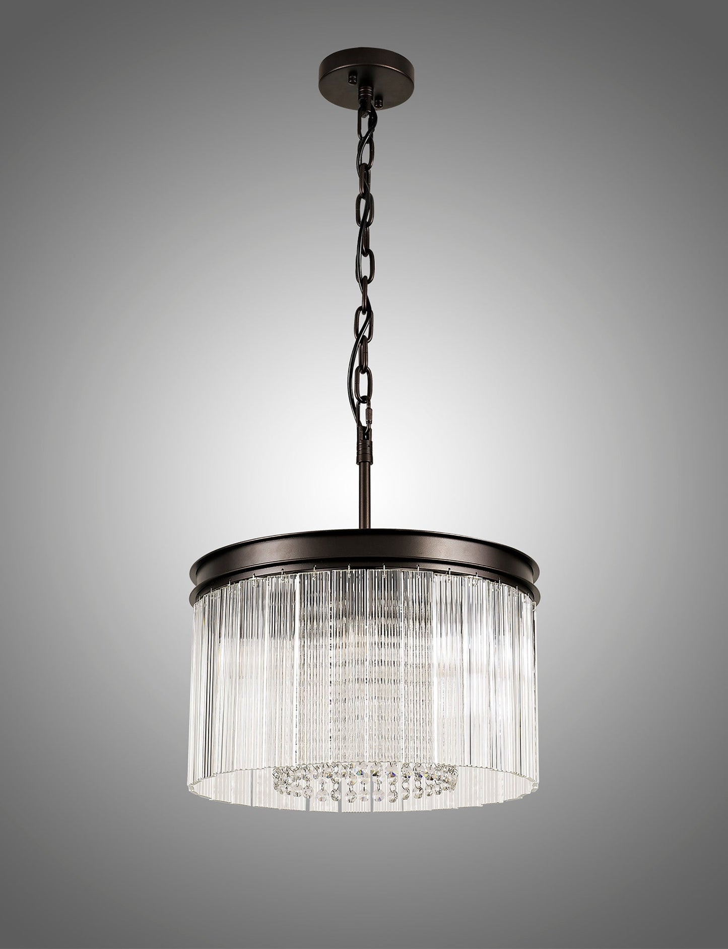 Barns Small Round Pendant, 5 Light E14, Brown Oxide