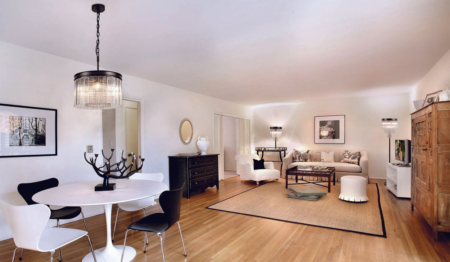 Barns Rectangular Pendant, 11 Light E14, Brown Oxide