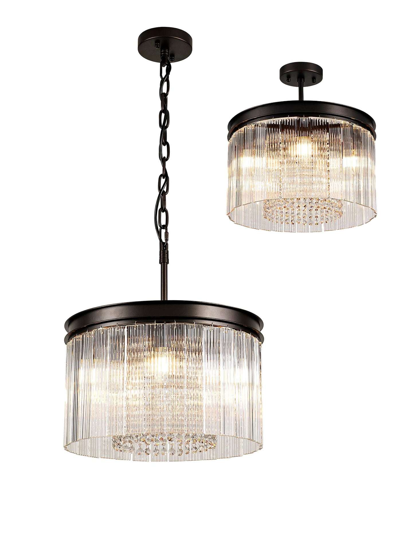Barns Small Round Pendant, 5 Light E14, Brown Oxide