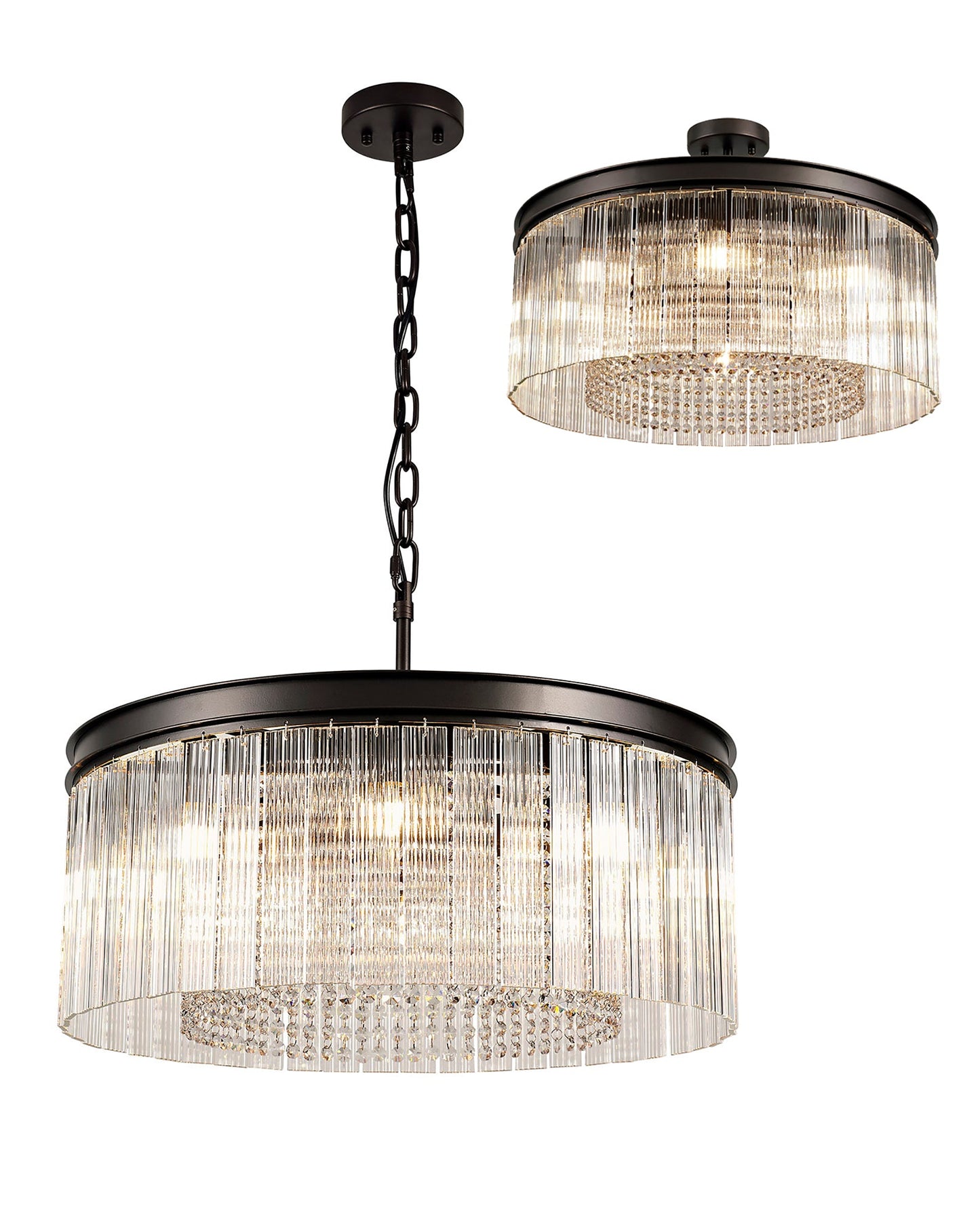 Barns Medium Pendant. 8 Light E14, Brown Oxide