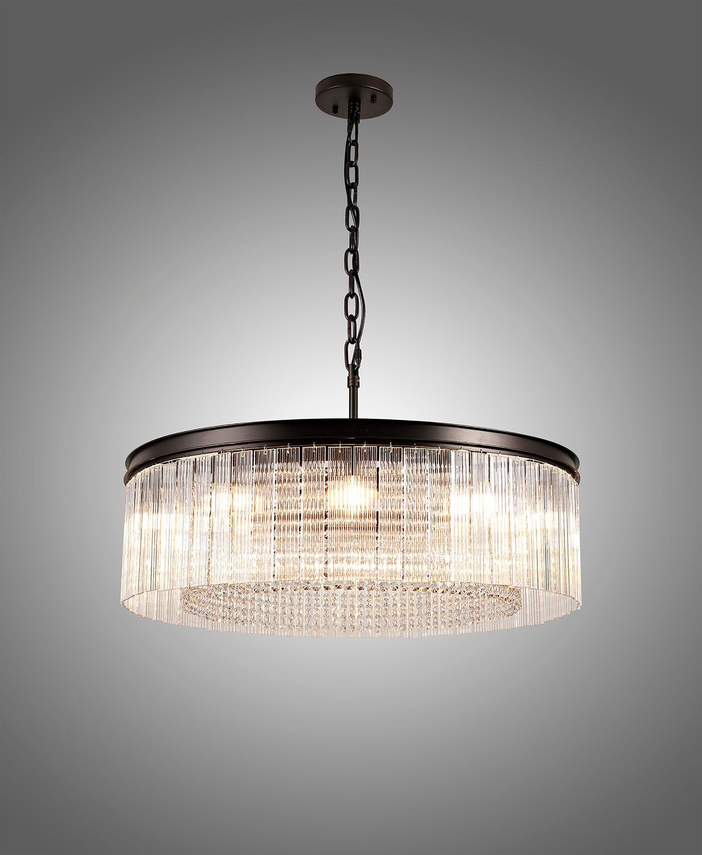 Barns Large Round Pendant, 10 Light E14, Brown Oxide