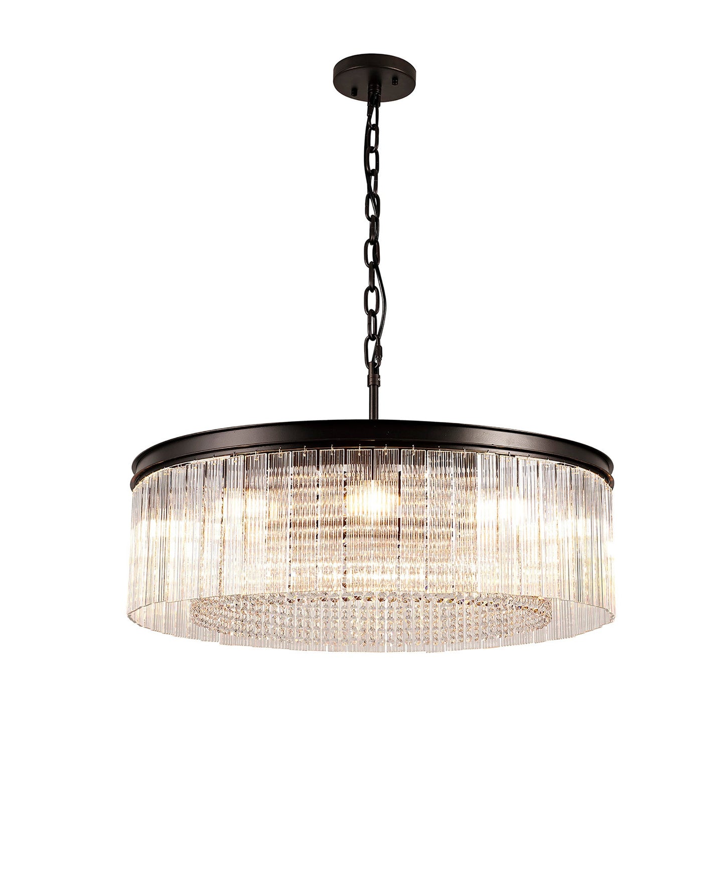 Barns Large Round Pendant, 10 Light E14, Brown Oxide