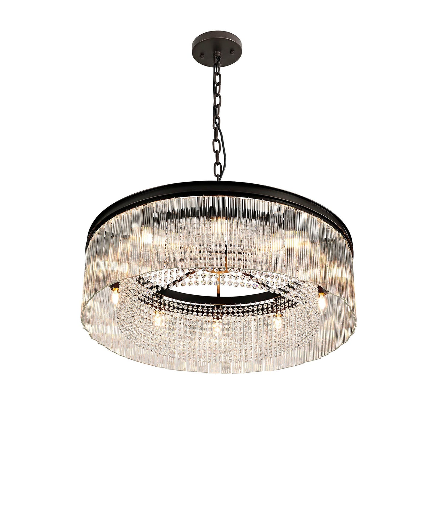 Barns Large Round Pendant, 10 Light E14, Brown Oxide