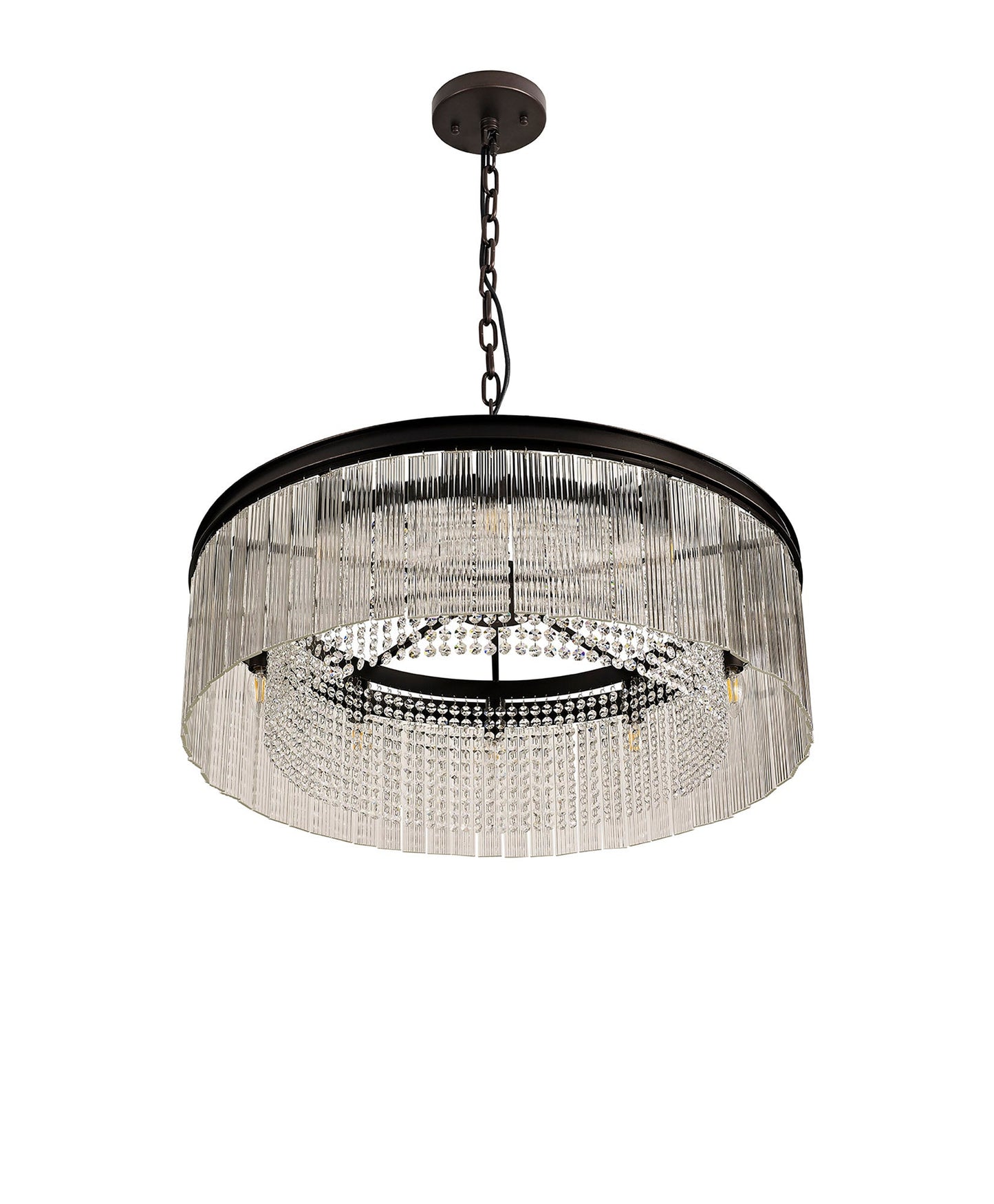 Barns Large Round Pendant, 10 Light E14, Brown Oxide
