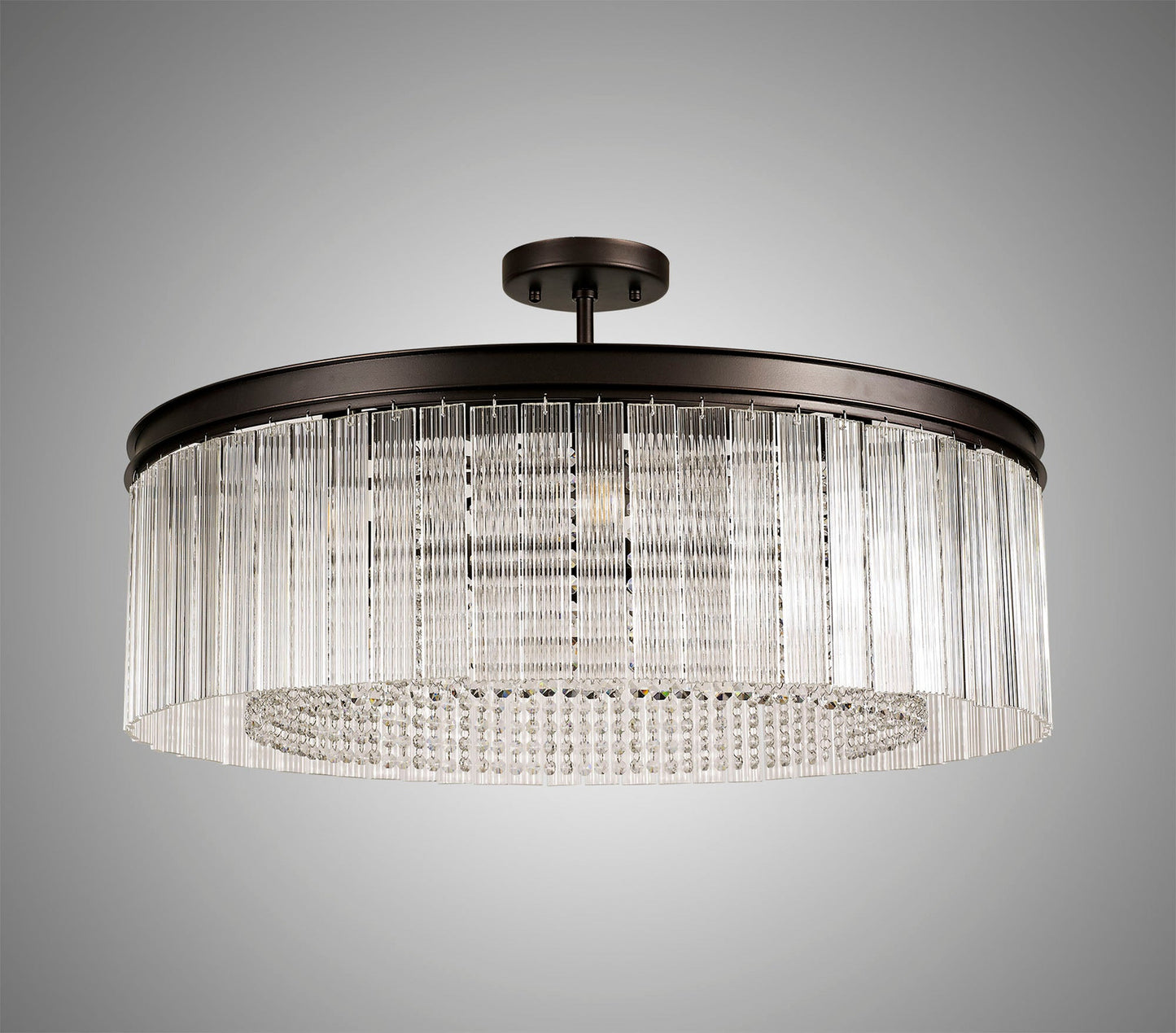 Barns Large Round Pendant, 10 Light E14, Brown Oxide