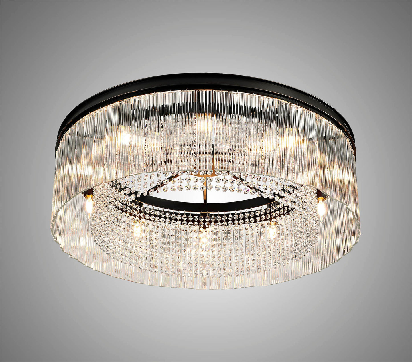 Barns Large Round Pendant, 10 Light E14, Brown Oxide