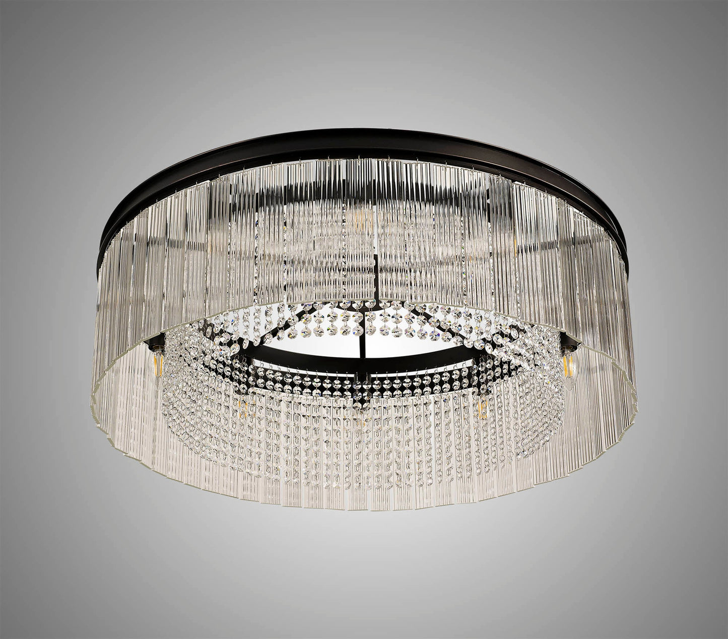 Barns Large Round Pendant, 10 Light E14, Brown Oxide