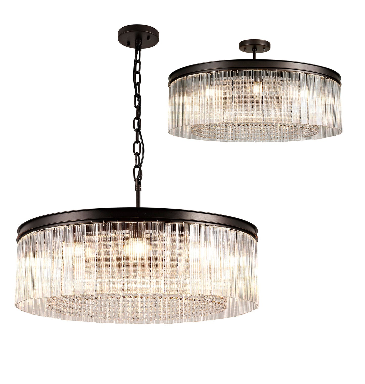Barns Large Round Pendant, 10 Light E14, Brown Oxide