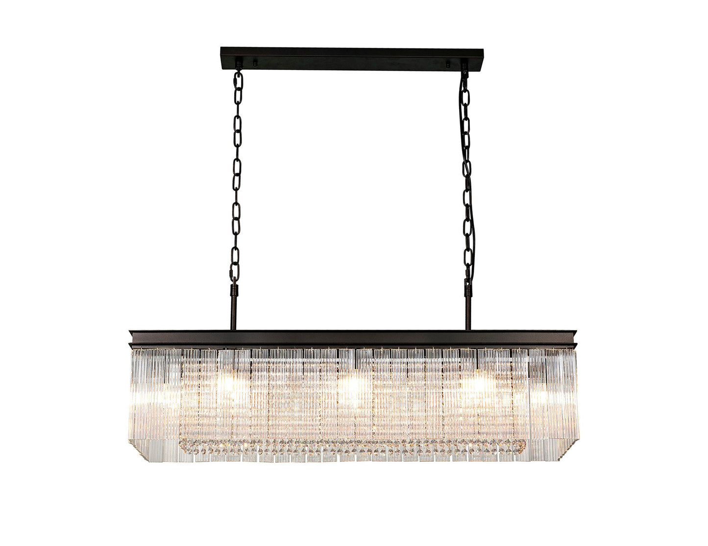 Barns Rectangular Pendant, 11 Light E14, Brown Oxide