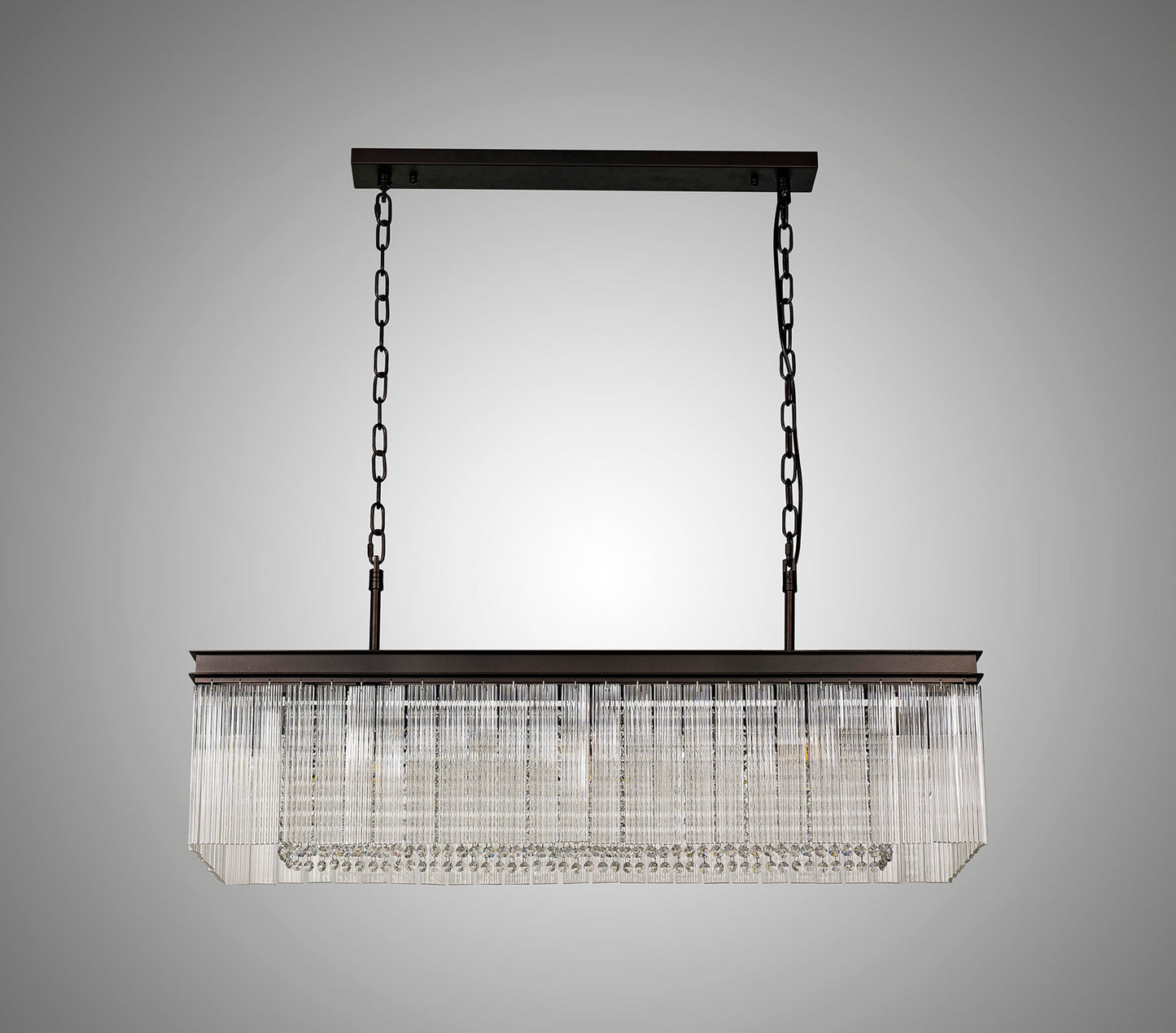 Barns Rectangular Pendant, 11 Light E14, Brown Oxide