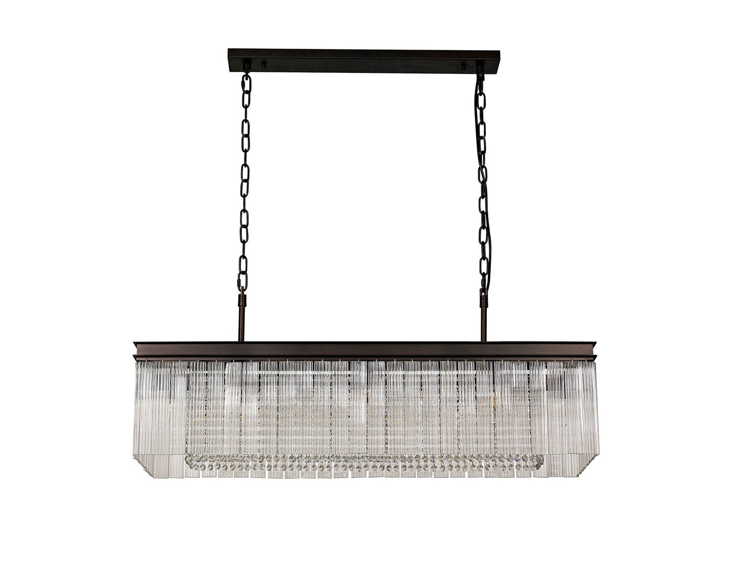 Barns Rectangular Pendant, 11 Light E14, Brown Oxide