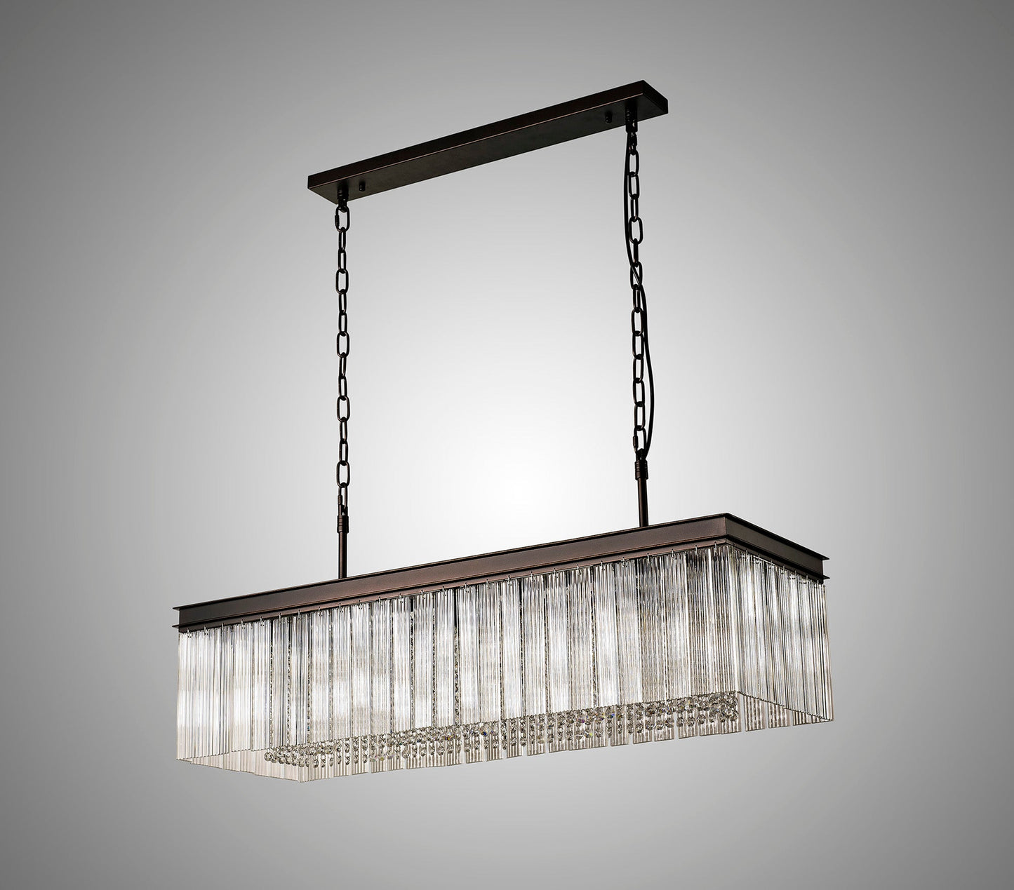 Barns Rectangular Pendant, 11 Light E14, Brown Oxide