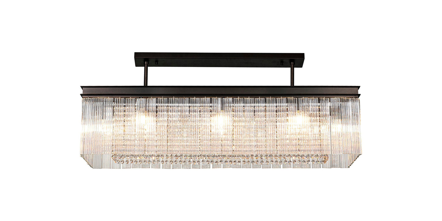 Barns Rectangular Pendant, 11 Light E14, Brown Oxide