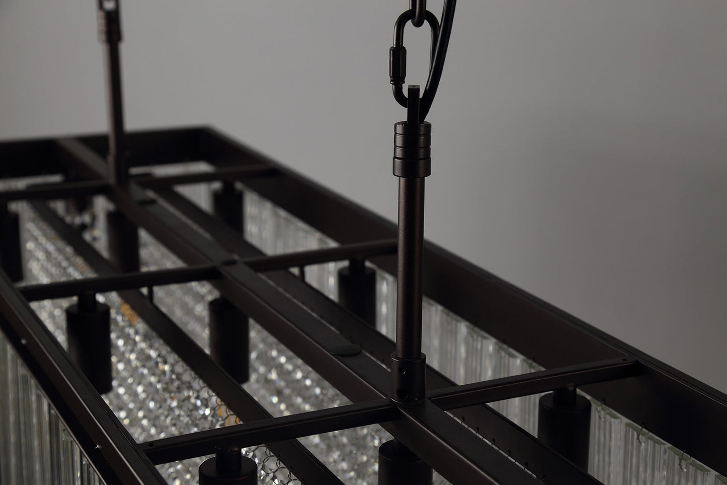 Barns Rectangular Pendant, 11 Light E14, Brown Oxide