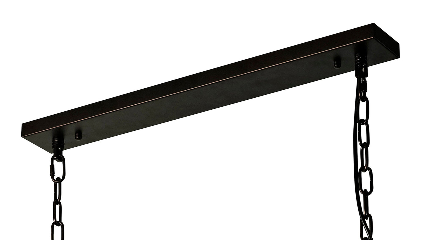 Barns Rectangular Pendant, 11 Light E14, Brown Oxide