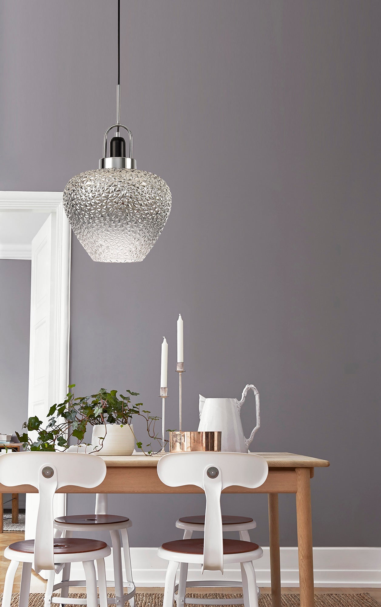 Belgrave Pendant, 1 x E27, Black Smoke & Clear and Polished Chrome