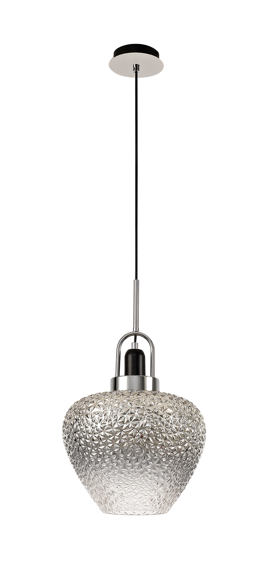 Belgrave Pendant, 1 x E27, Black Smoke & Clear and Polished Chrome