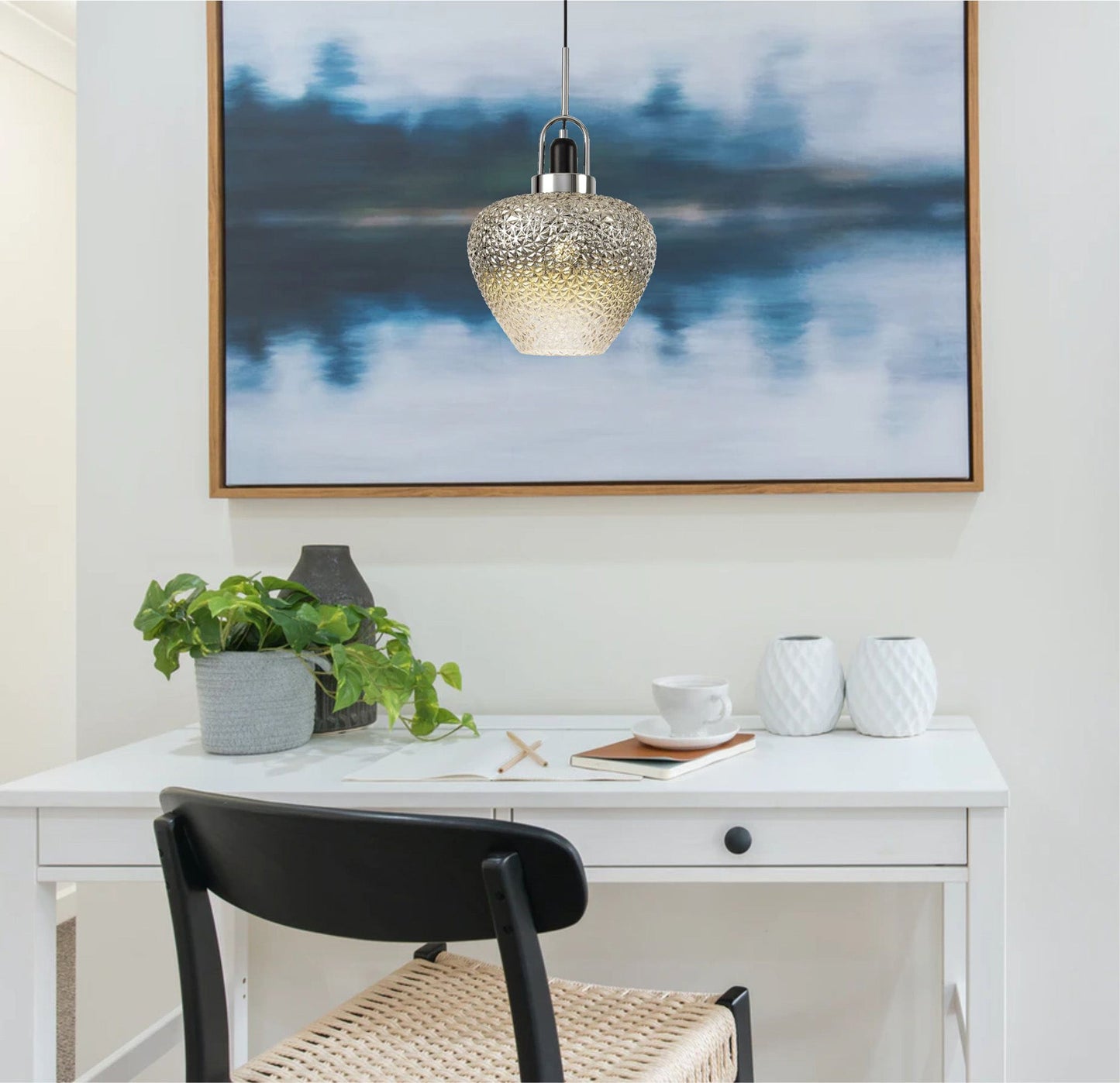 Belgrave Pendant, 1 x E27, Black Smoke & Clear and Polished Chrome