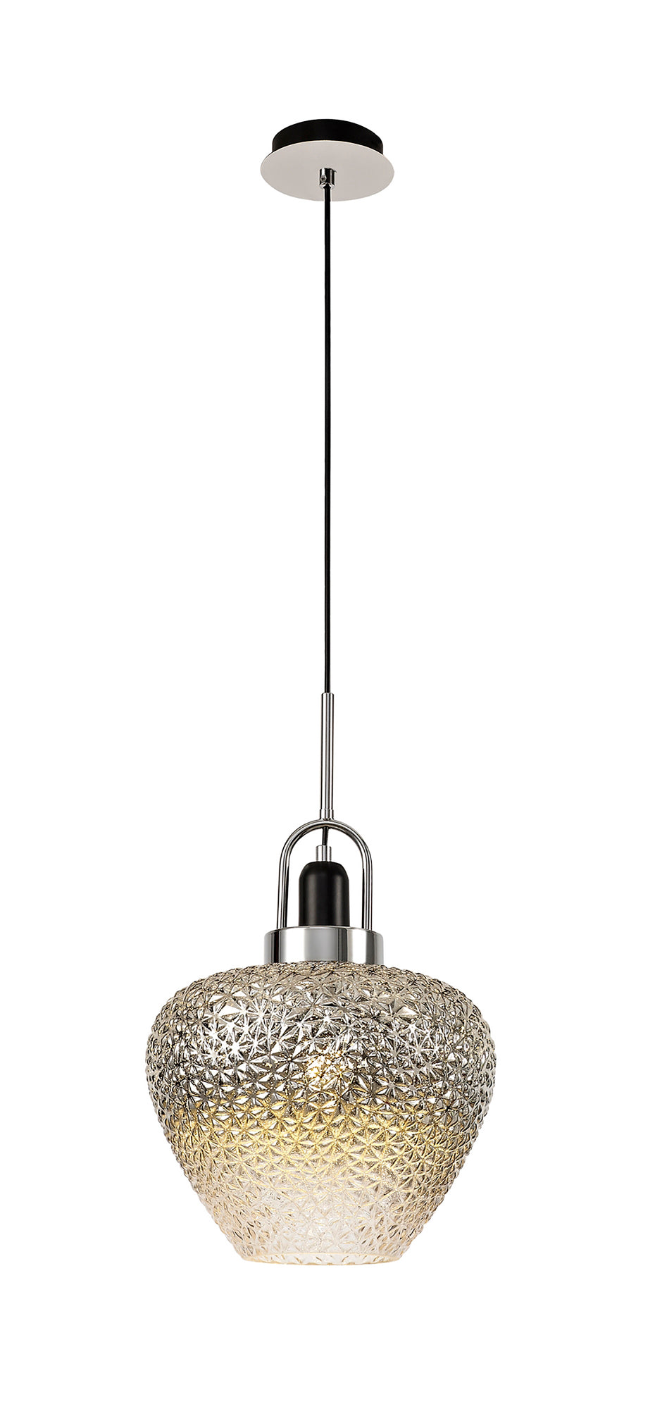 Belgrave Pendant, 1 x E27, Black Smoke & Clear and Polished Chrome