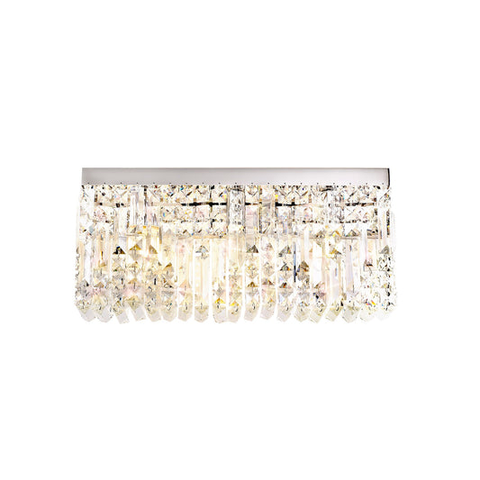 Bollin 50x24cm Rectangular Large Wall Lamp, 3 Light E14, Polished Chrome and Crystal