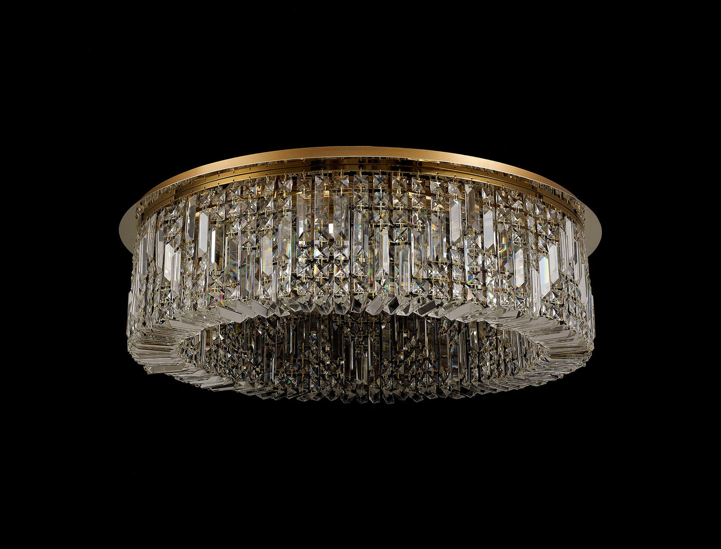 Bollin 85cm Round Flush Chandelier, 12 Light E14, Gold and Crystal Item Weight: 21kg