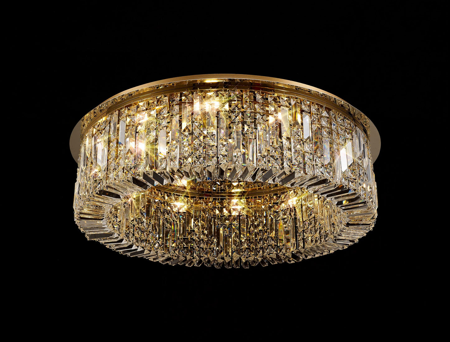 Bollin 85cm Round Flush Chandelier, 12 Light E14, Gold and Crystal Item Weight: 21kg