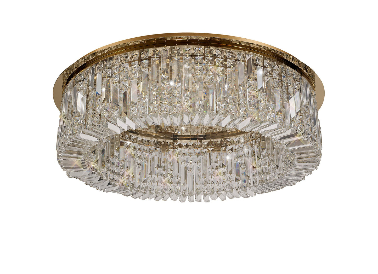 Bollin 85cm Round Flush Chandelier, 12 Light E14, Gold and Crystal Item Weight: 21kg
