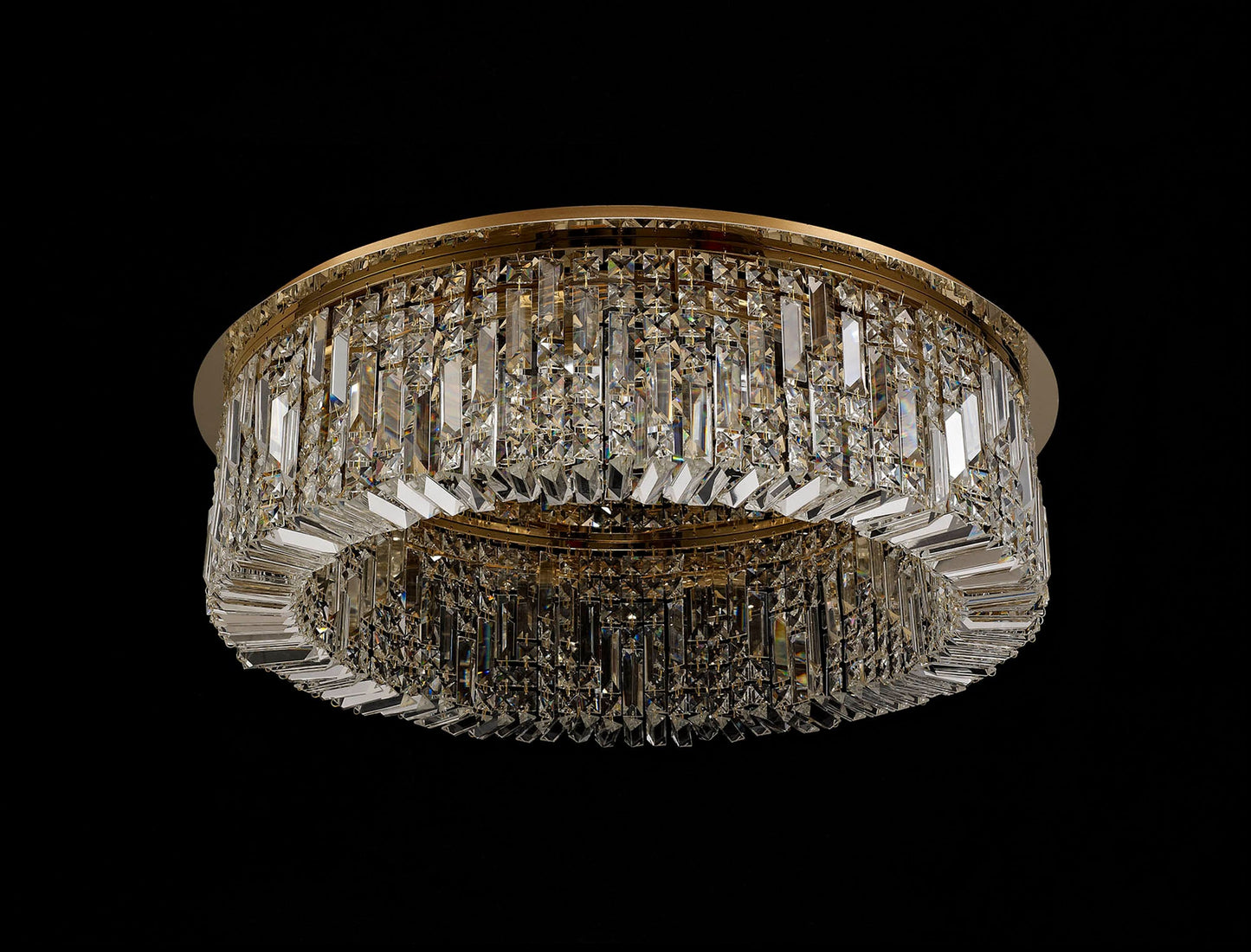 Bollin 85cm Round Flush Chandelier, 12 Light E14, Gold and Crystal Item Weight: 21kg