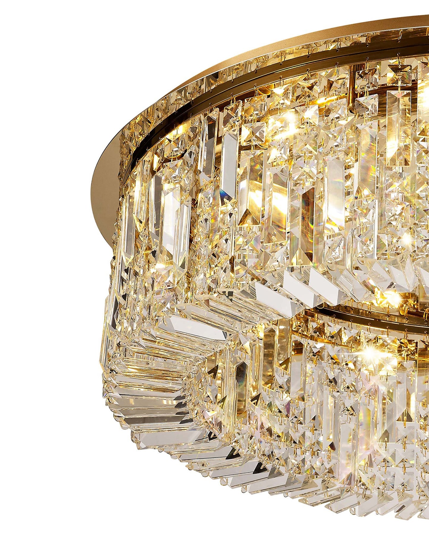 Bollin 85cm Round Flush Chandelier, 12 Light E14, Gold and Crystal Item Weight: 21kg