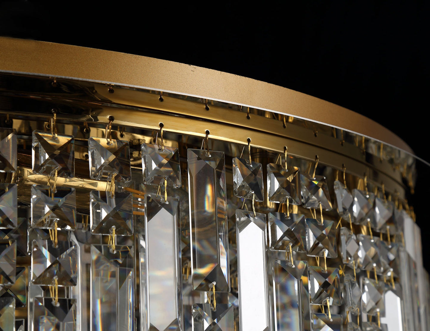 Bollin 85cm Round Flush Chandelier, 12 Light E14, Gold and Crystal Item Weight: 21kg