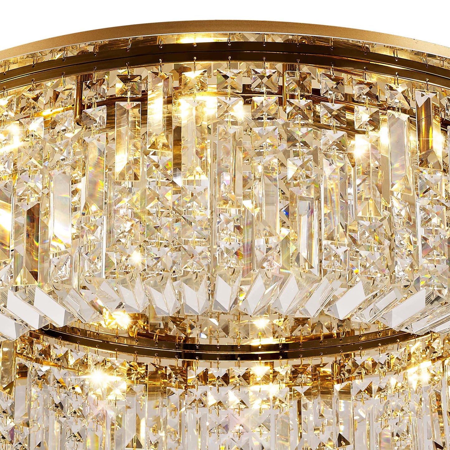Bollin 85cm Round Flush Chandelier, 12 Light E14, Gold and Crystal Item Weight: 21kg