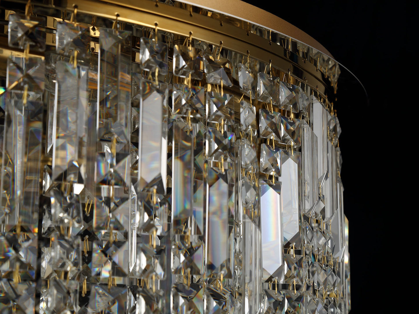 Bollin 85cm Round Flush Chandelier, 12 Light E14, Gold and Crystal Item Weight: 21kg