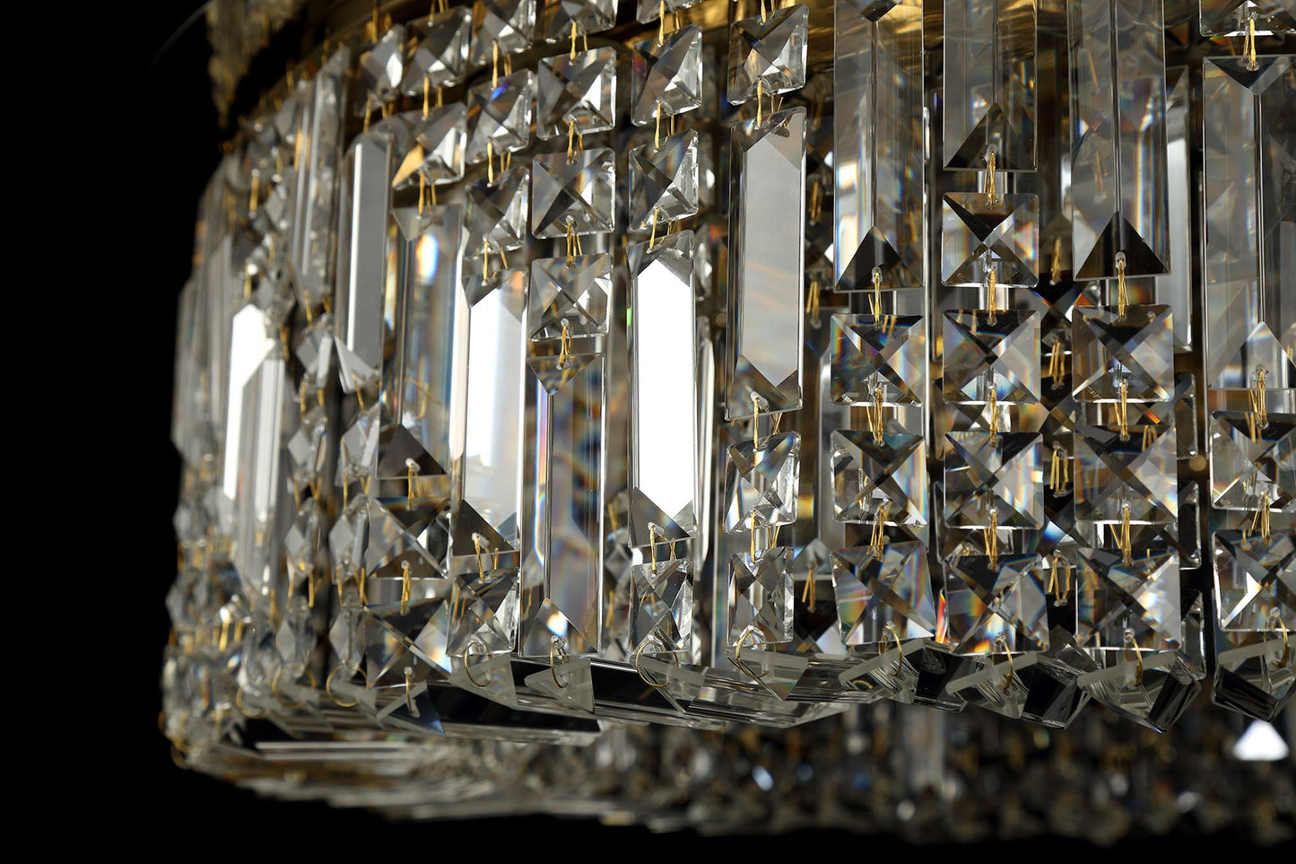 Bollin 85cm Round Flush Chandelier, 12 Light E14, Gold and Crystal Item Weight: 21kg