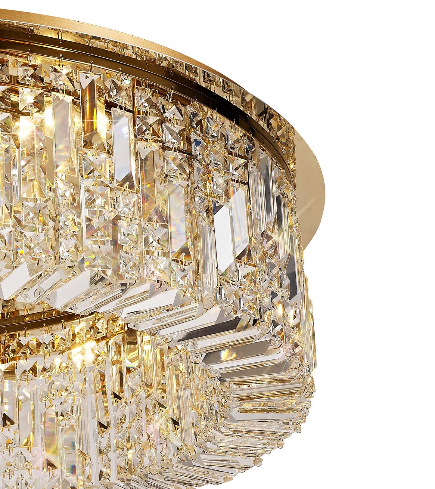 Bollin 85cm Round Flush Chandelier, 12 Light E14, Gold and Crystal Item Weight: 21kg