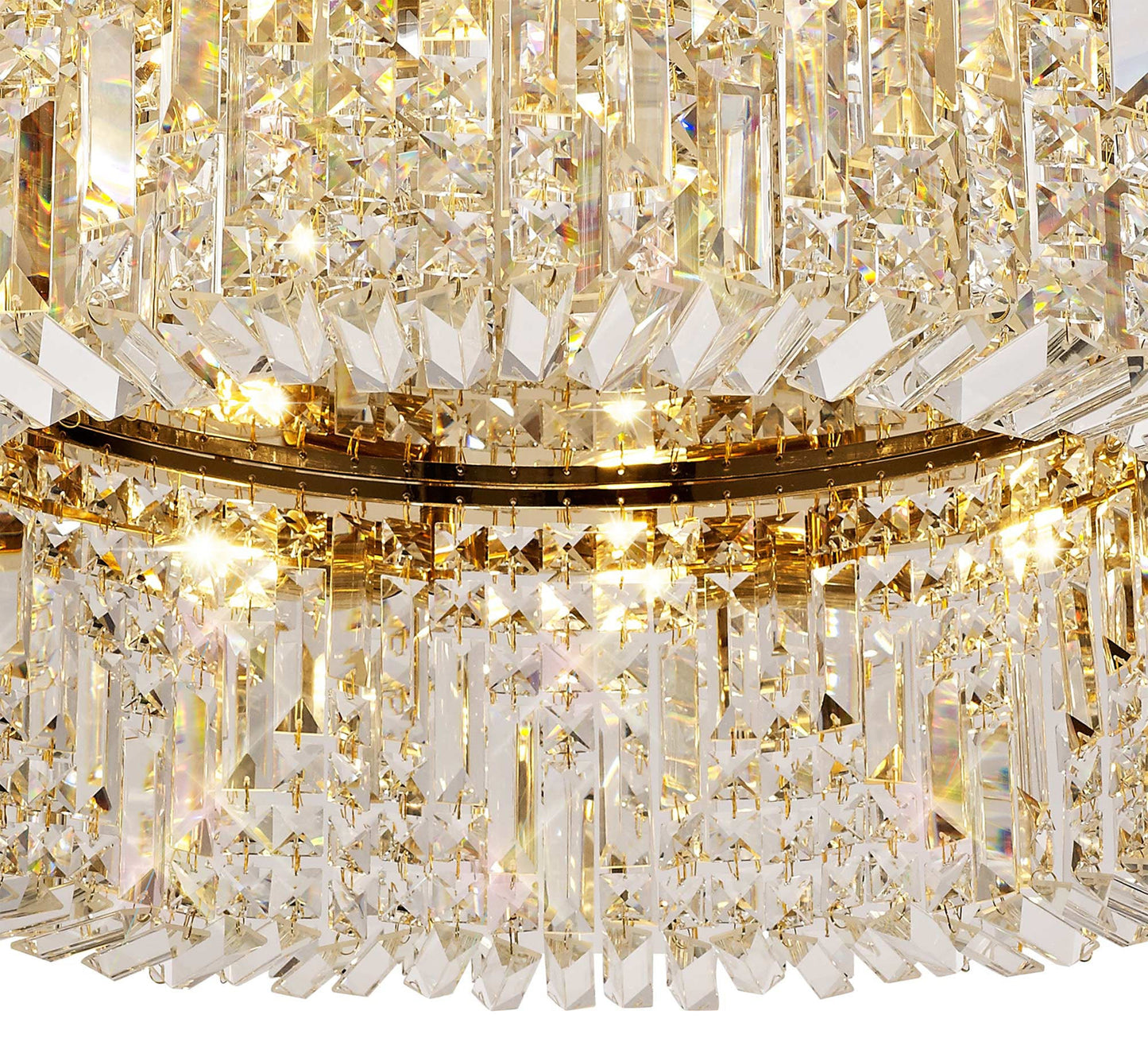 Bollin 85cm Round Flush Chandelier, 12 Light E14, Gold and Crystal Item Weight: 21kg