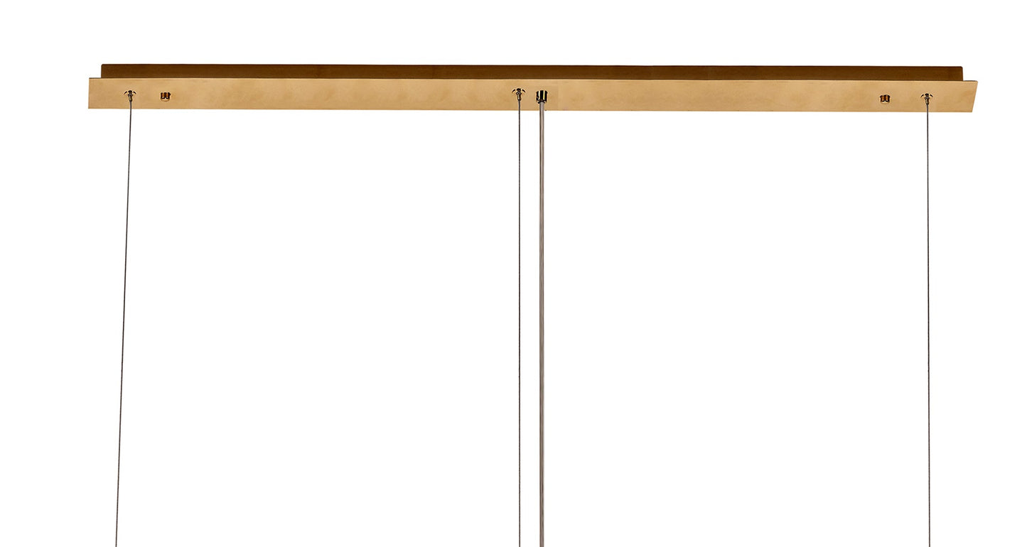 Bollin 138x9cm Linear Pendant Chandelier, 7 Light E14, Gold and Crystal