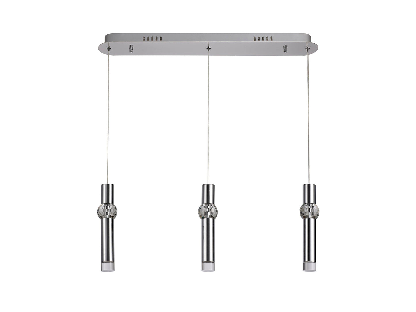Bollington 3 Light Linear Pendant, 3 x 5W LED, 3000K, 304lm, Polished Chrome, 3yrs Warranty