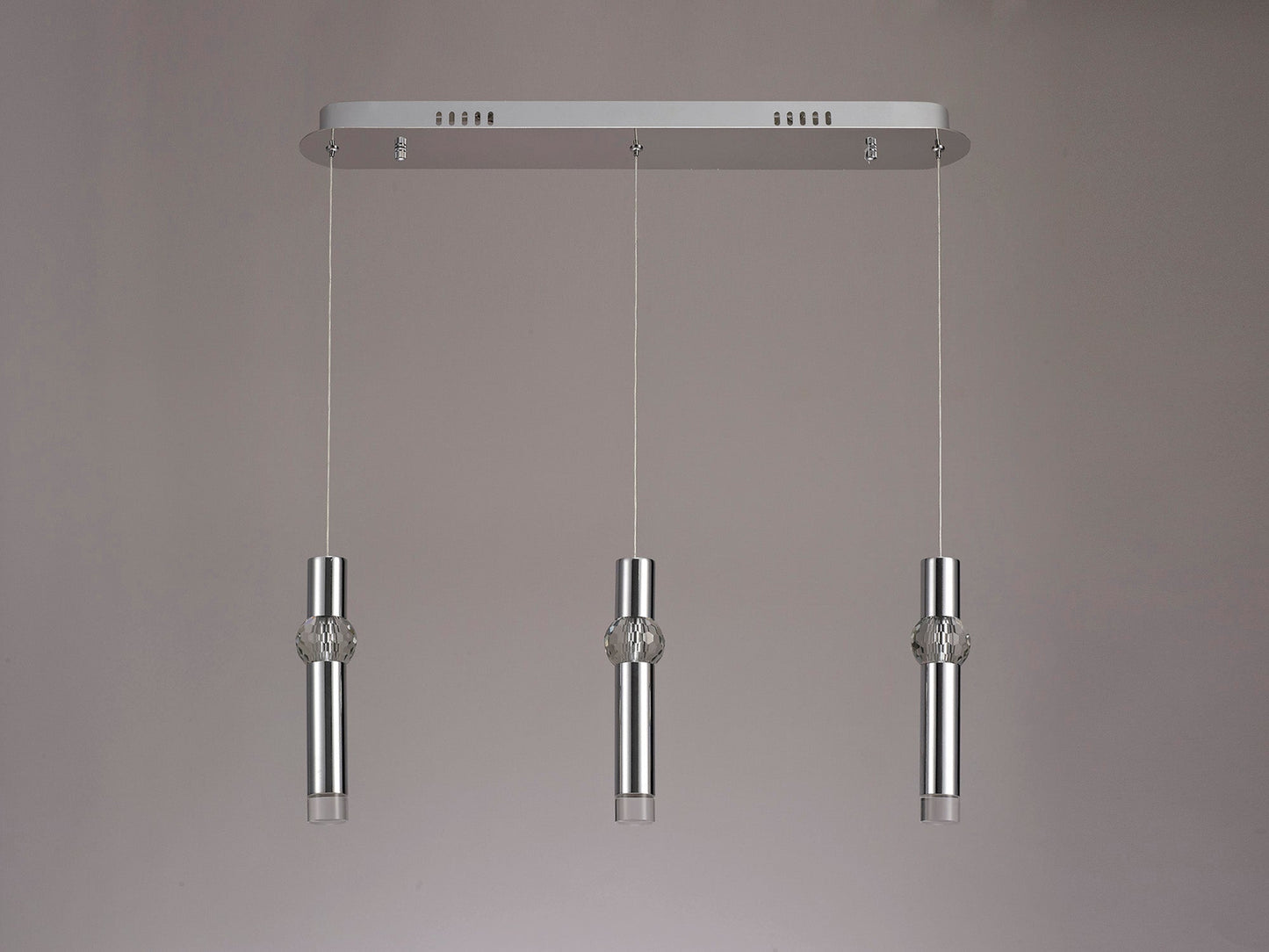 Bollington 3 Light Linear Pendant, 3 x 5W LED, 3000K, 304lm, Polished Chrome, 3yrs Warranty