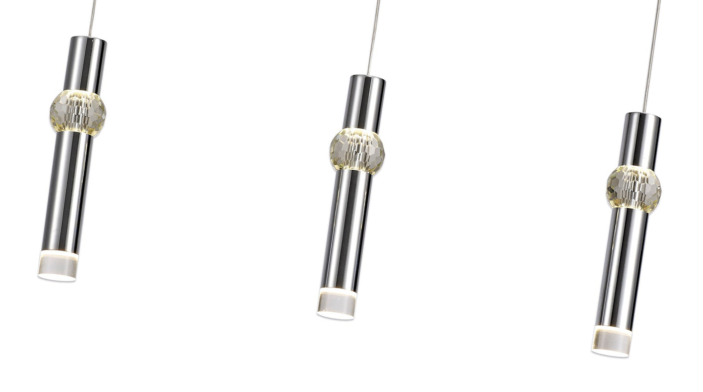 Bollington 3 Light Linear Pendant, 3 x 5W LED, 3000K, 304lm, Polished Chrome, 3yrs Warranty