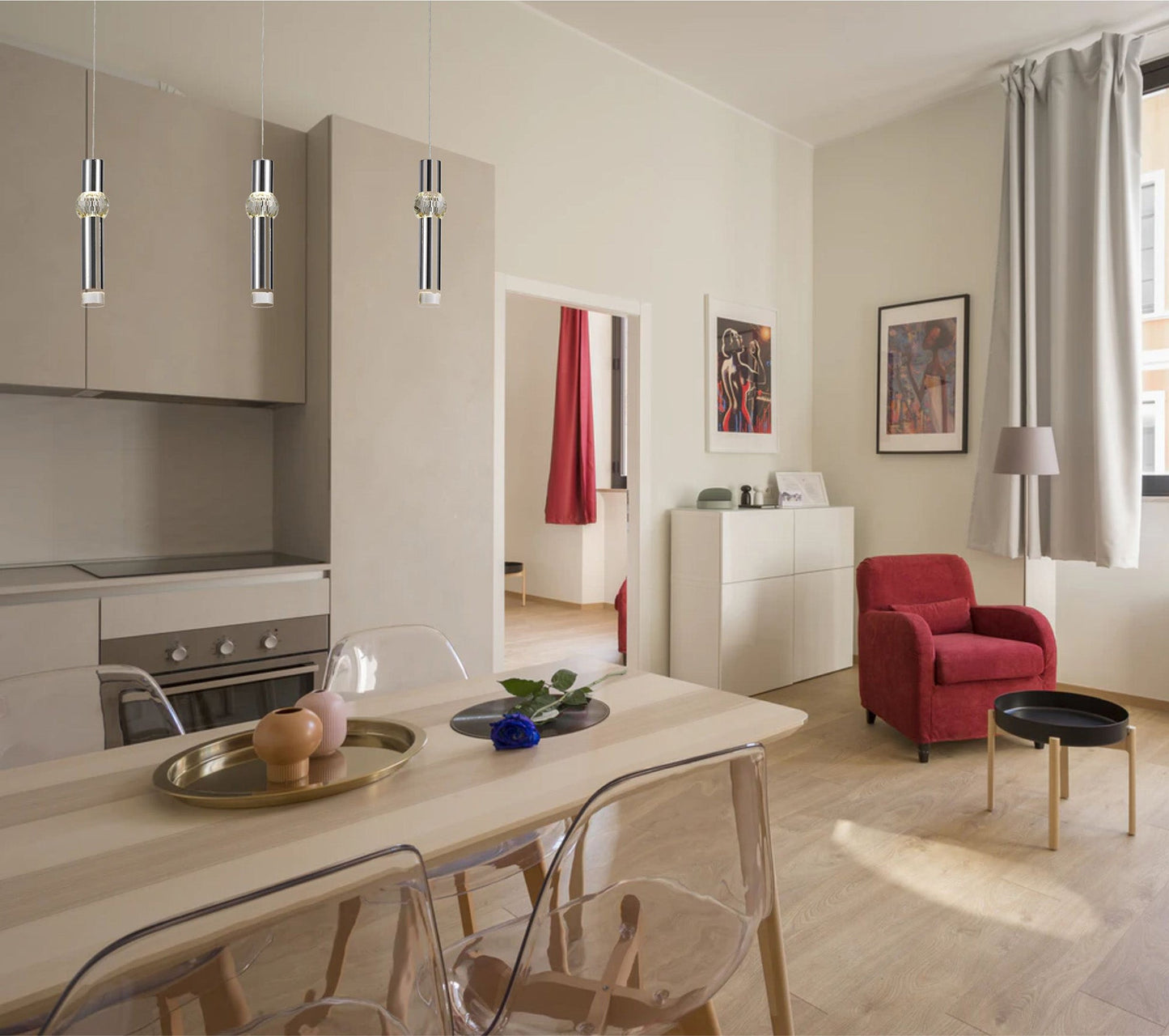 Bollington 3 Light Linear Pendant, 3 x 5W LED, 3000K, 304lm, Polished Chrome, 3yrs Warranty