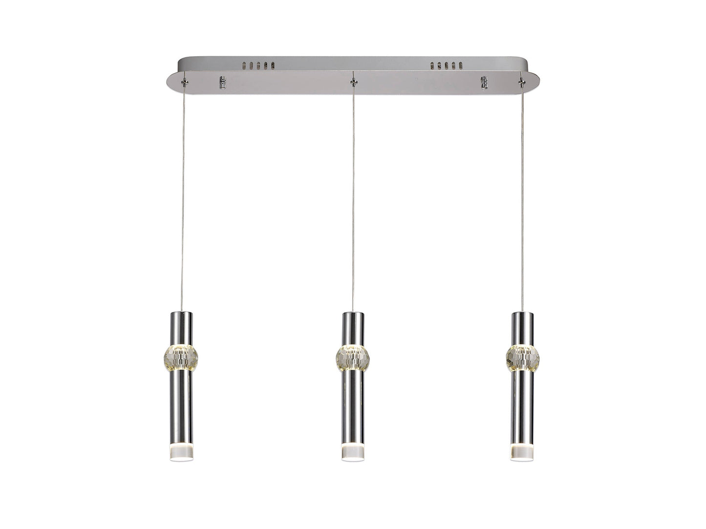Bollington 3 Light Linear Pendant, 3 x 5W LED, 3000K, 304lm, Polished Chrome, 3yrs Warranty
