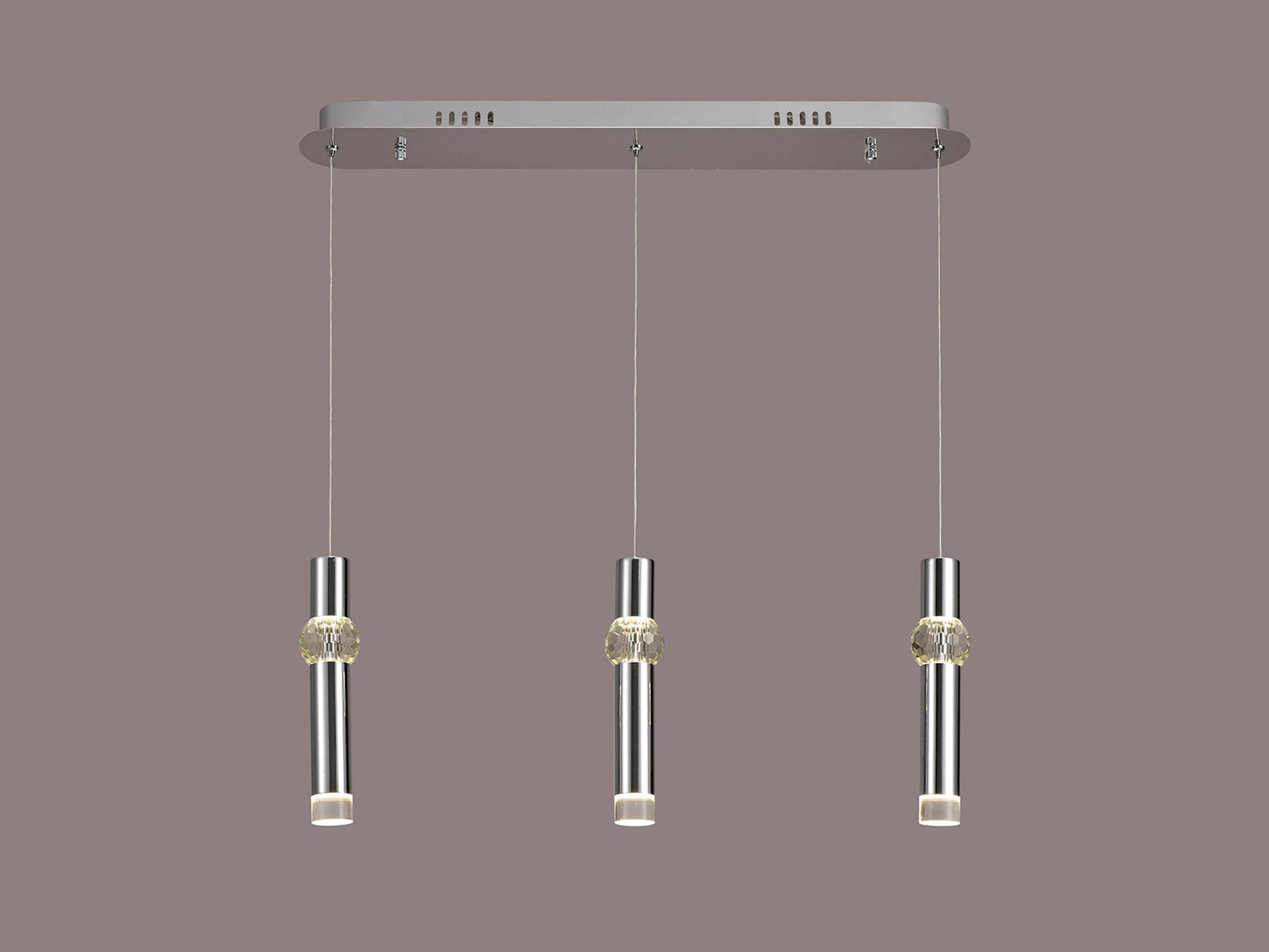Bollington 3 Light Linear Pendant, 3 x 5W LED, 3000K, 304lm, Polished Chrome, 3yrs Warranty