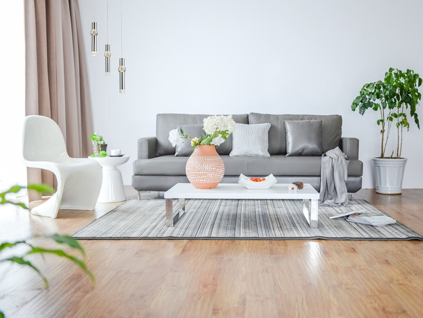 Bollington 3 Light Linear Pendant, 3 x 5W LED, 3000K, 304lm, Polished Chrome, 3yrs Warranty