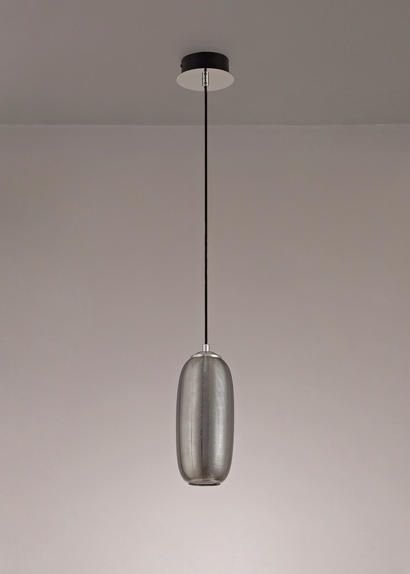 Bosley Pendant, 1 x 8W LED, 4000K, 720lm, Smoked and Black, 3yrs Warranty