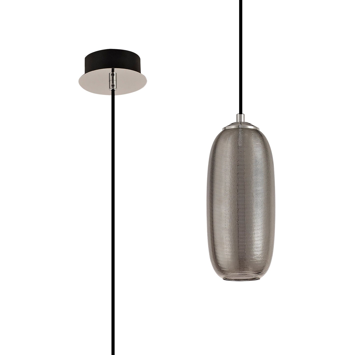 Bosley Pendant, 1 x 8W LED, 4000K, 720lm, Smoked and Black, 3yrs Warranty