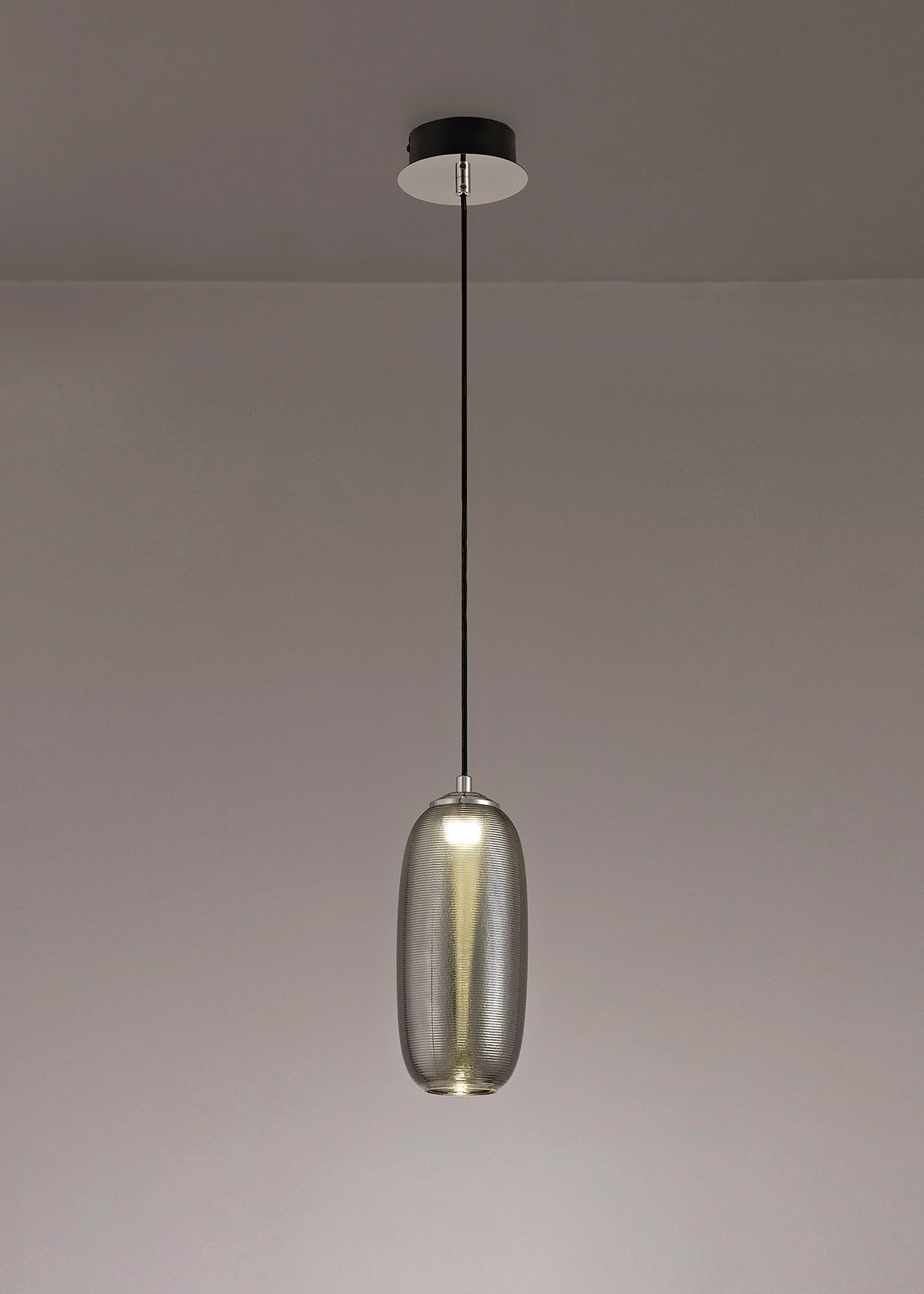 Bosley Pendant, 1 x 8W LED, 4000K, 720lm, Smoked and Black, 3yrs Warranty