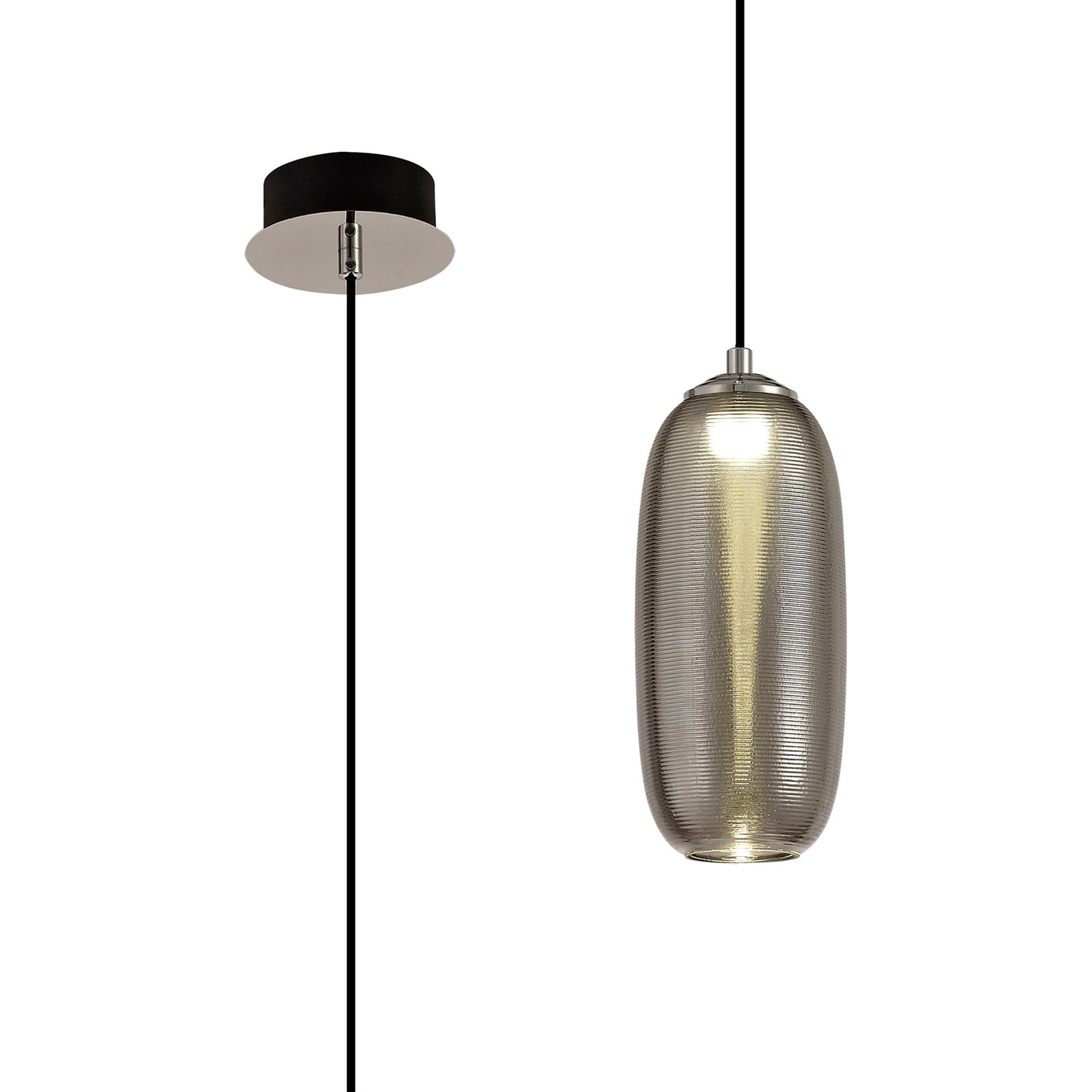 Bosley Pendant, 1 x 8W LED, 4000K, 720lm, Smoked and Black, 3yrs Warranty