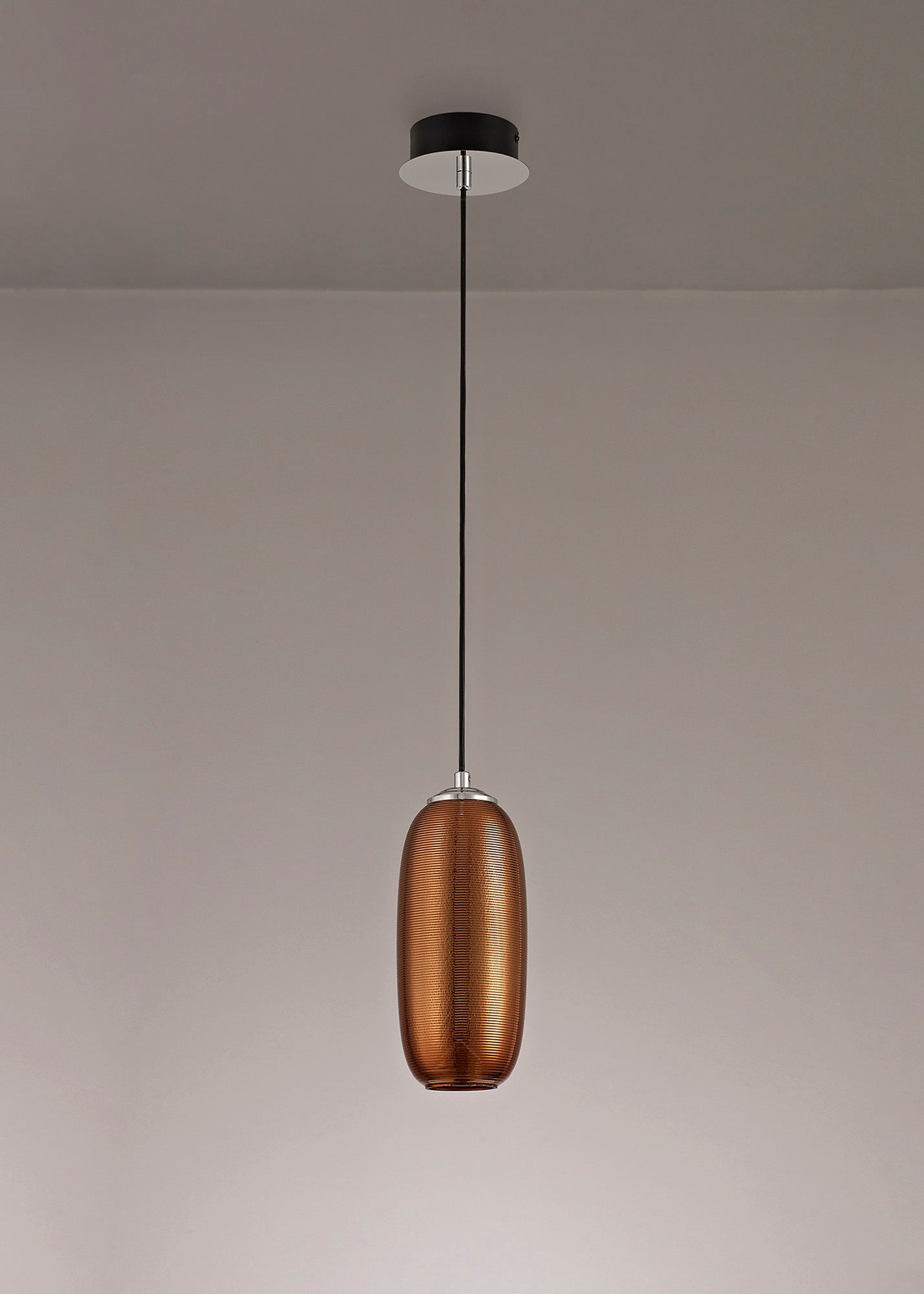 Bosley Pendant, 1 x 8W LED, 4000K, 720lm, Copper and Black, 3yrs Warranty
