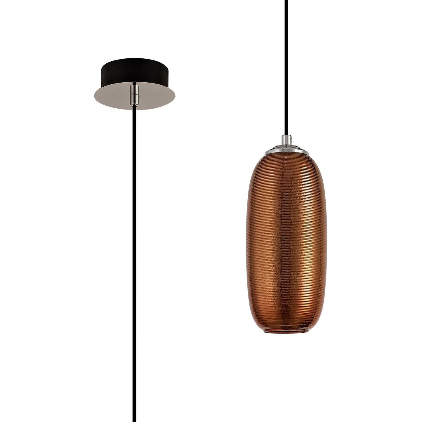 Bosley Pendant, 1 x 8W LED, 4000K, 720lm, Copper and Black, 3yrs Warranty